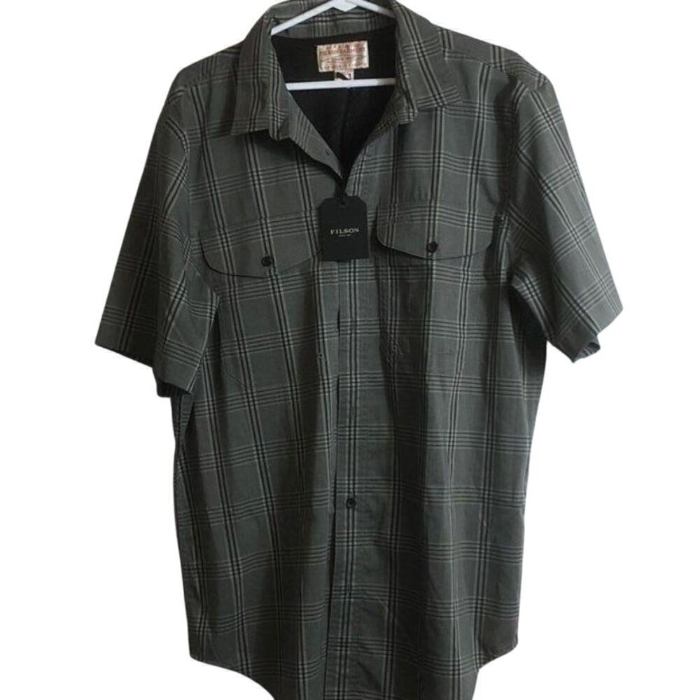 NWT Size Large Filson Plaid Gray Button Down Fishing Hunting Outdoor Gift